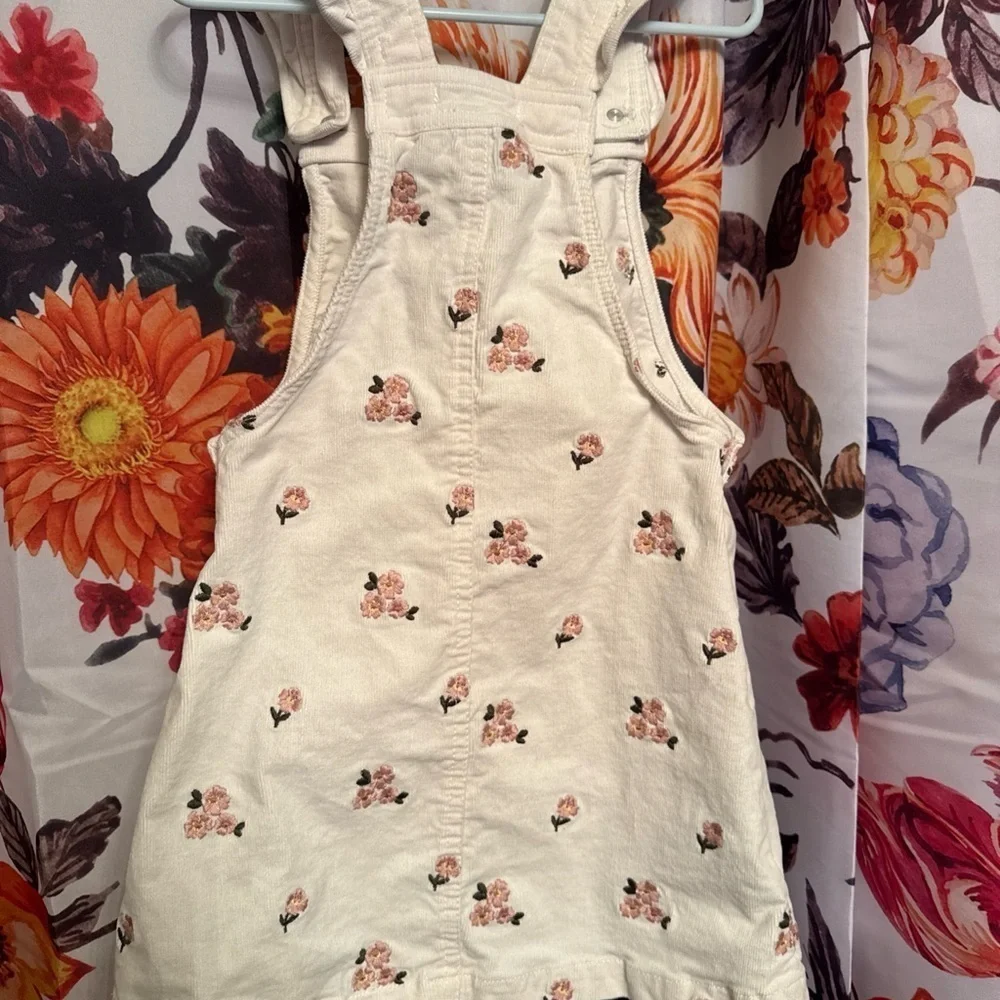 Cupcakes & Cashmere Girls White Floral Corduroy Overall Dress